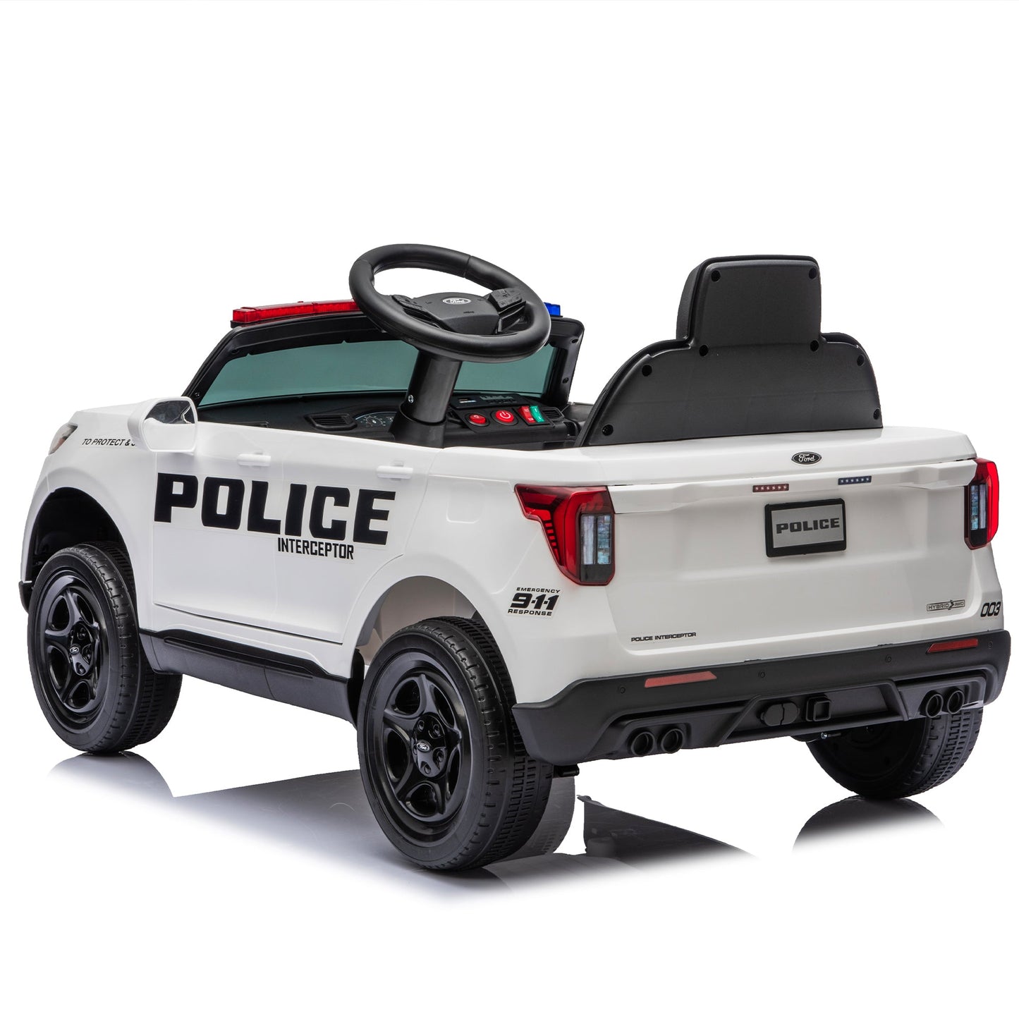 Licensed Ford Police 12V Ride-On Truck with Parental Remote Control