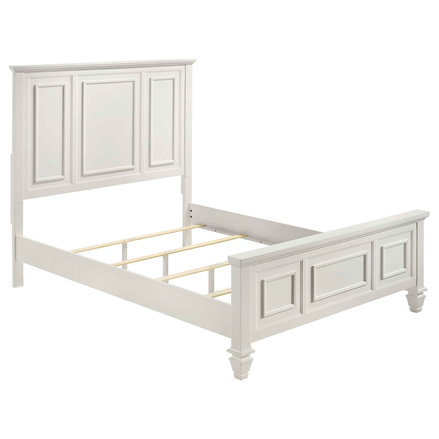 Copper - Queen Panel Bed With Structured Headboard And Slatted Design - White