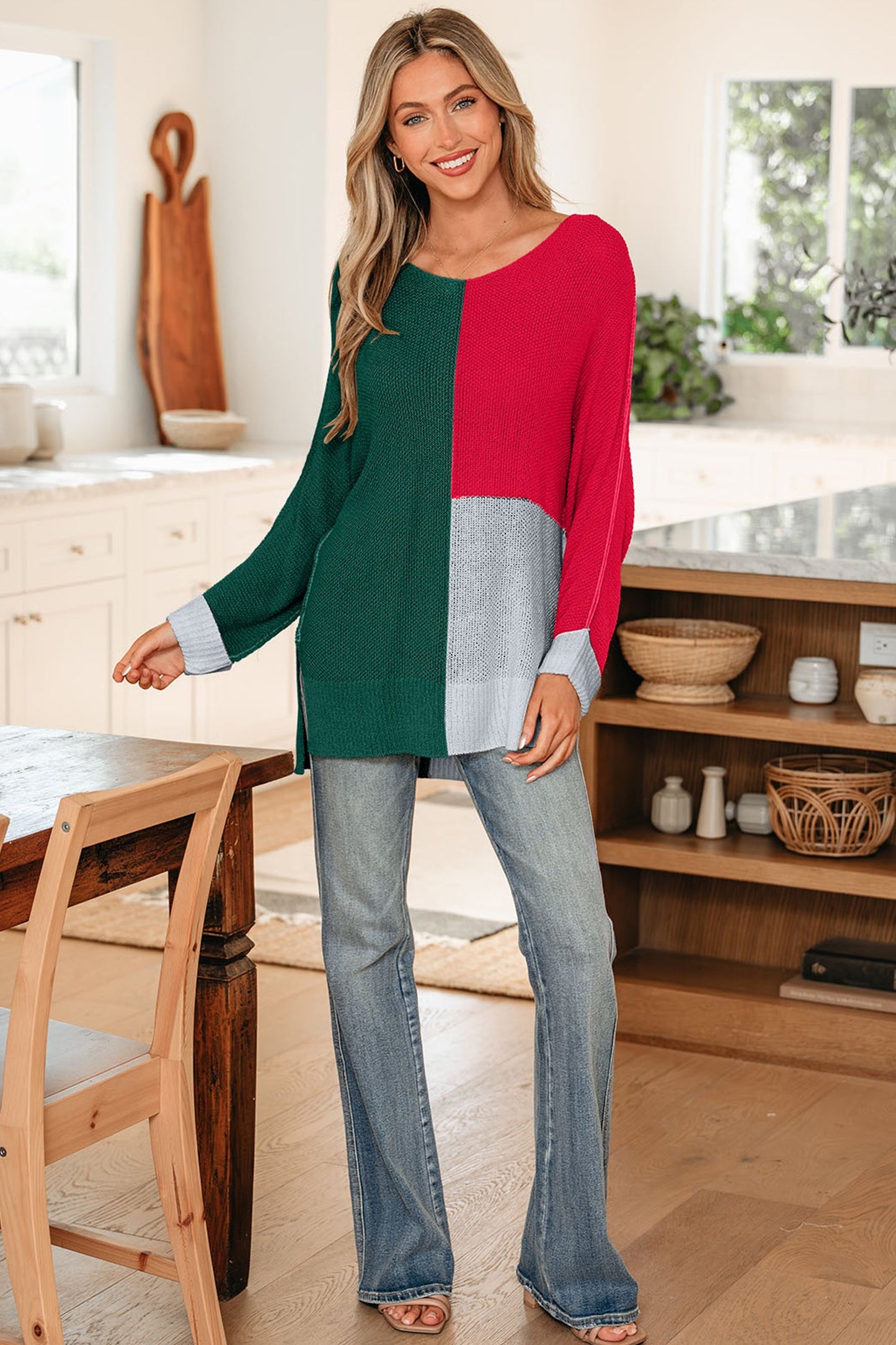 Demi Block Knit Loose Sweater