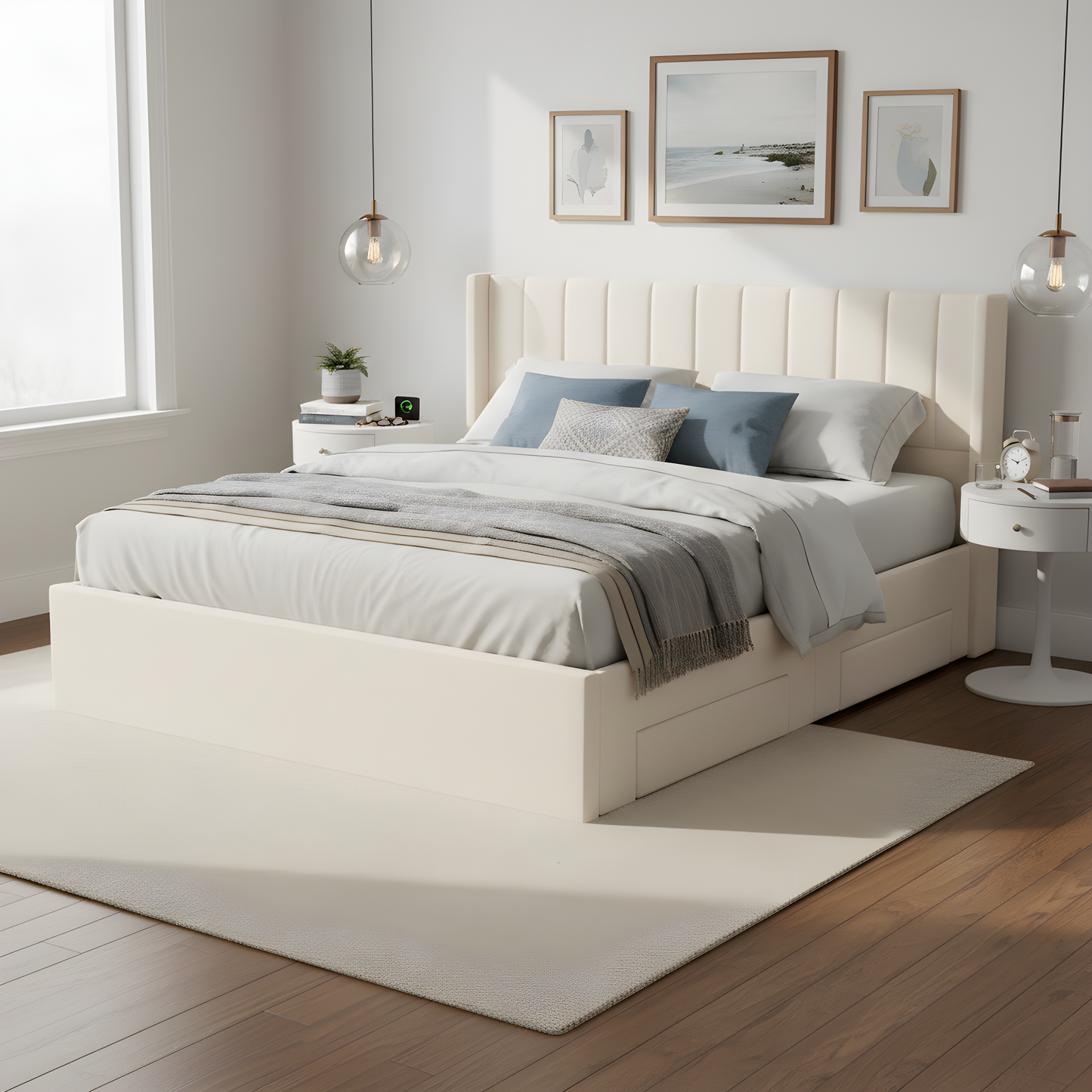 Large-Capacity Upholstered Storage Bed with Drawers