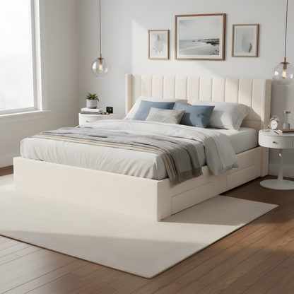 Large-Capacity Upholstered Storage Bed with Drawers
