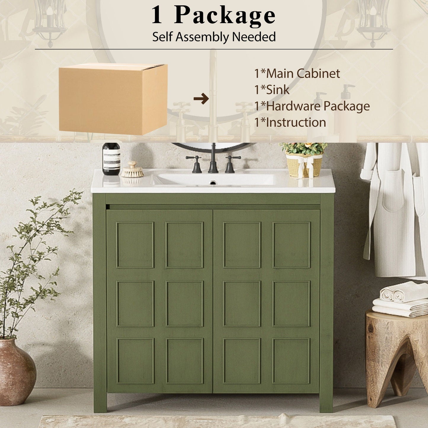 Bathroom Vanity Organizer With Sink, Combo Cabinet Set, Bathroom Storage Cabinet