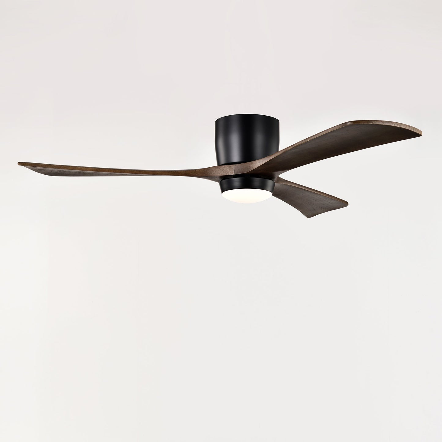 52" Flush Mount Solid Wood Blades Ceiling Fan with Lights Remote Control