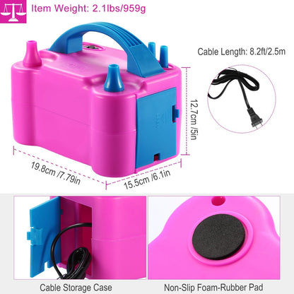Electric Balloon Pump 600W Balloon Blower Inflator Dual Nozzle for Party Wedding Festival Decoration US/UK