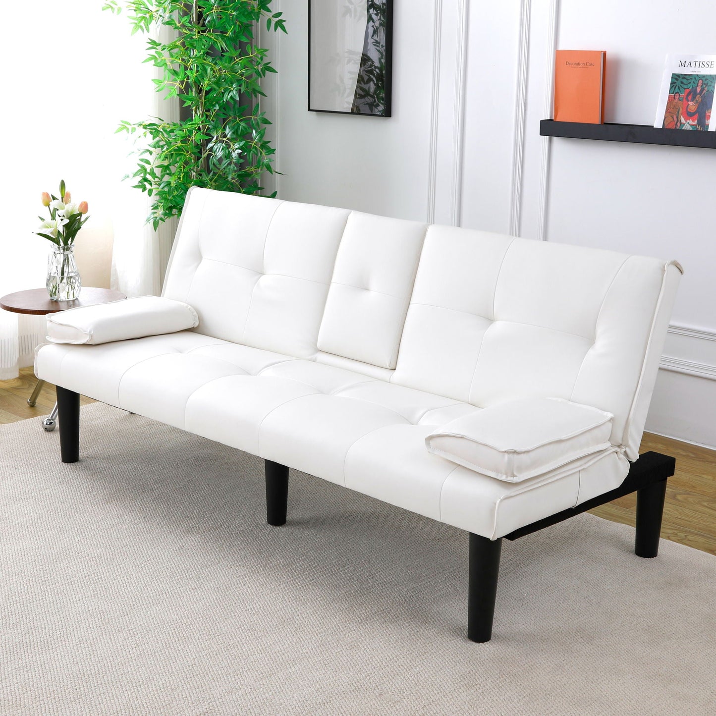 Sofa Bed With Foldable Design And Cup Holder