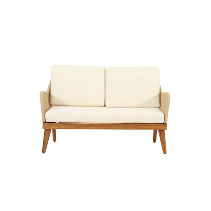 Hueber Outdoor And Rope 4 Seater Chat Set With Cushions - Teak