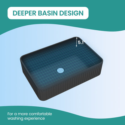BB17 Integrated Black Ceramic Bathroom Vanity Sink