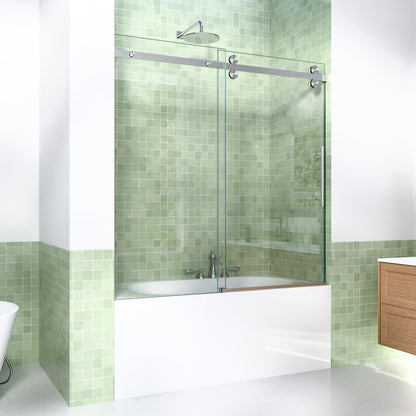 56-60"W x 60"H Frameless Sliding Tub Shower Door Enclosure