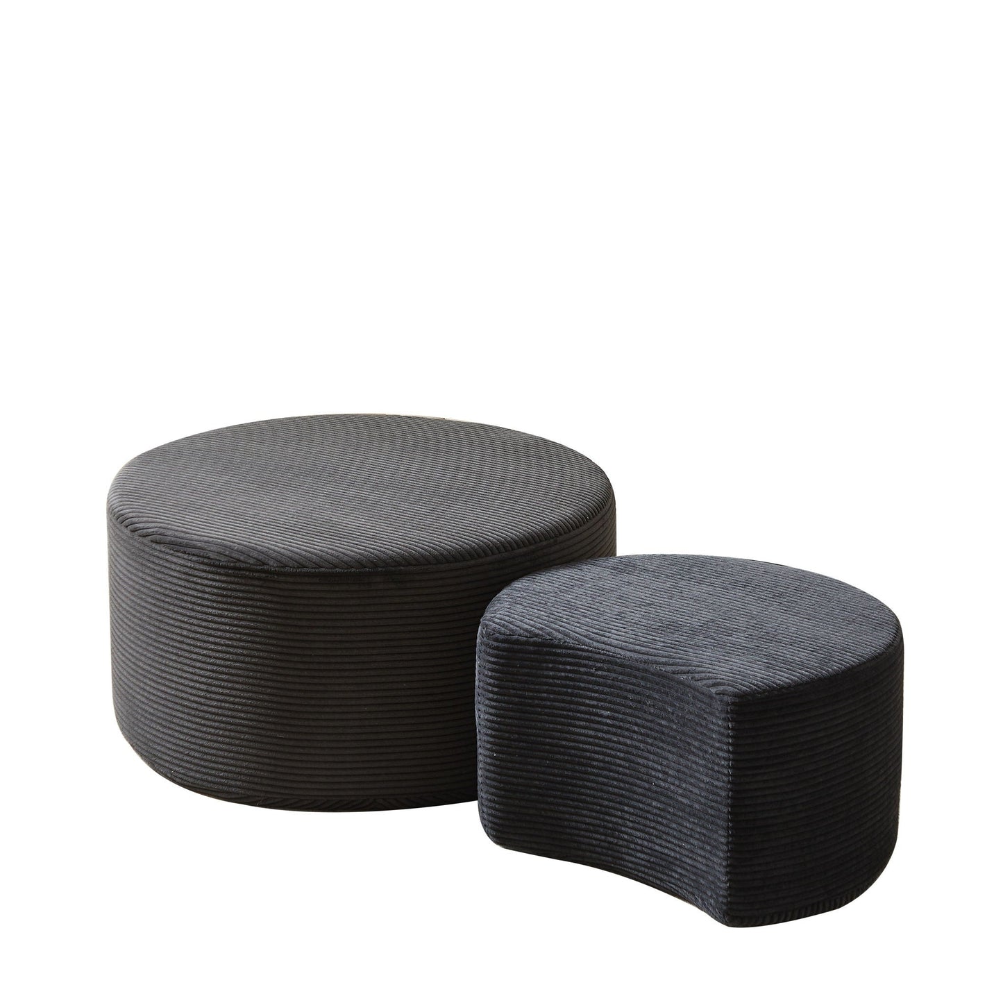 Modern Upholstered Round Coffee Table For Living Room (Set of 2)