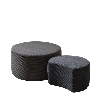 Modern Upholstered Round Coffee Table For Living Room (Set of 2)