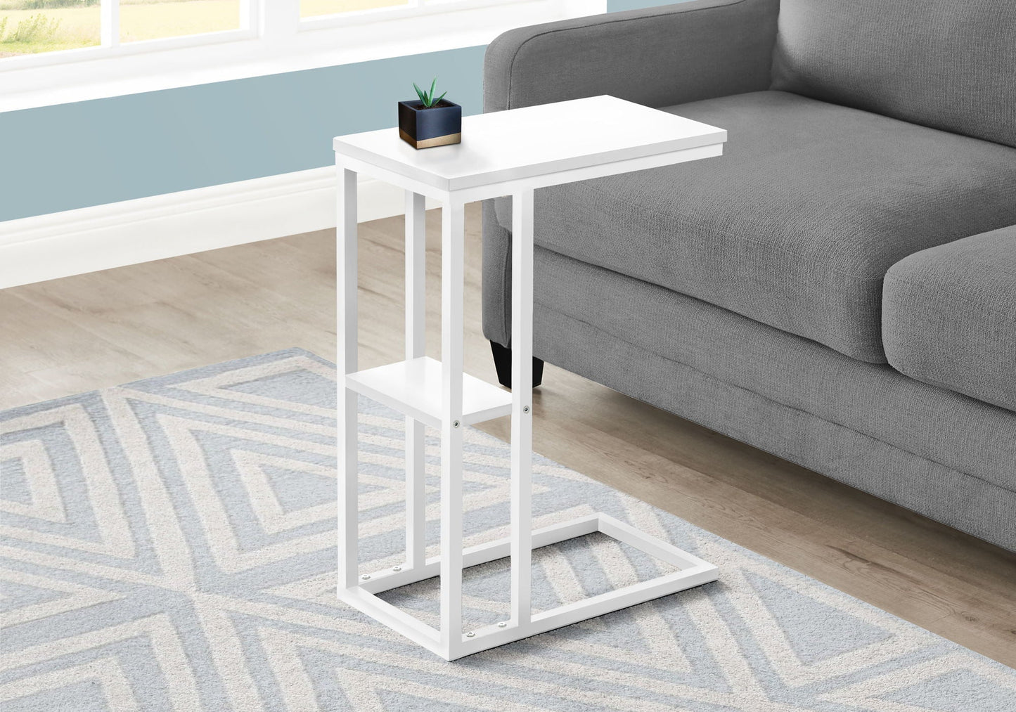 Accent Table, C-Shaped, Marble Look Contemporary & Modern Convenient Design