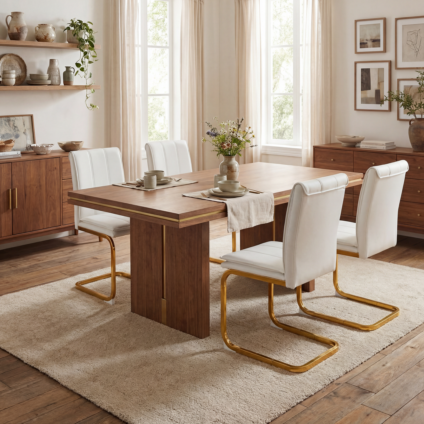 Modern Dining Chairs Set of 4, PU Leather