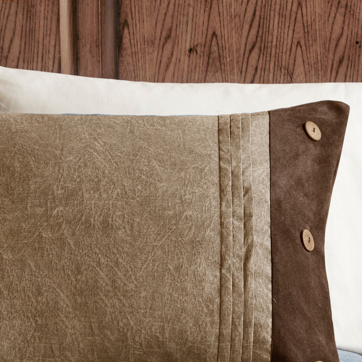 7 Piece Faux Suede Comforter Set Brown King