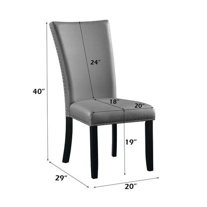Caralin - Side Chair (Set of 2) - Gray Synthetic Leather & Black