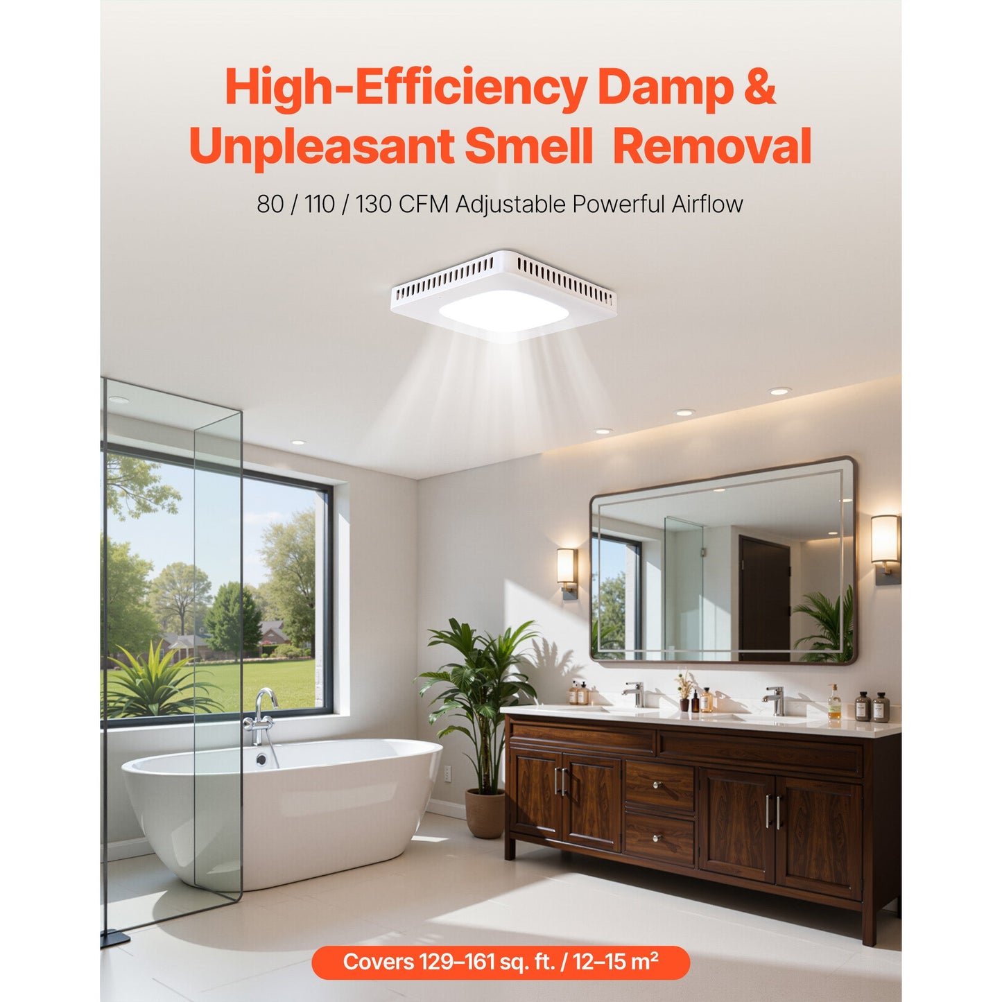 Bathroom Exhaust Fan with LED Light and Adjustable Color Temperatures
