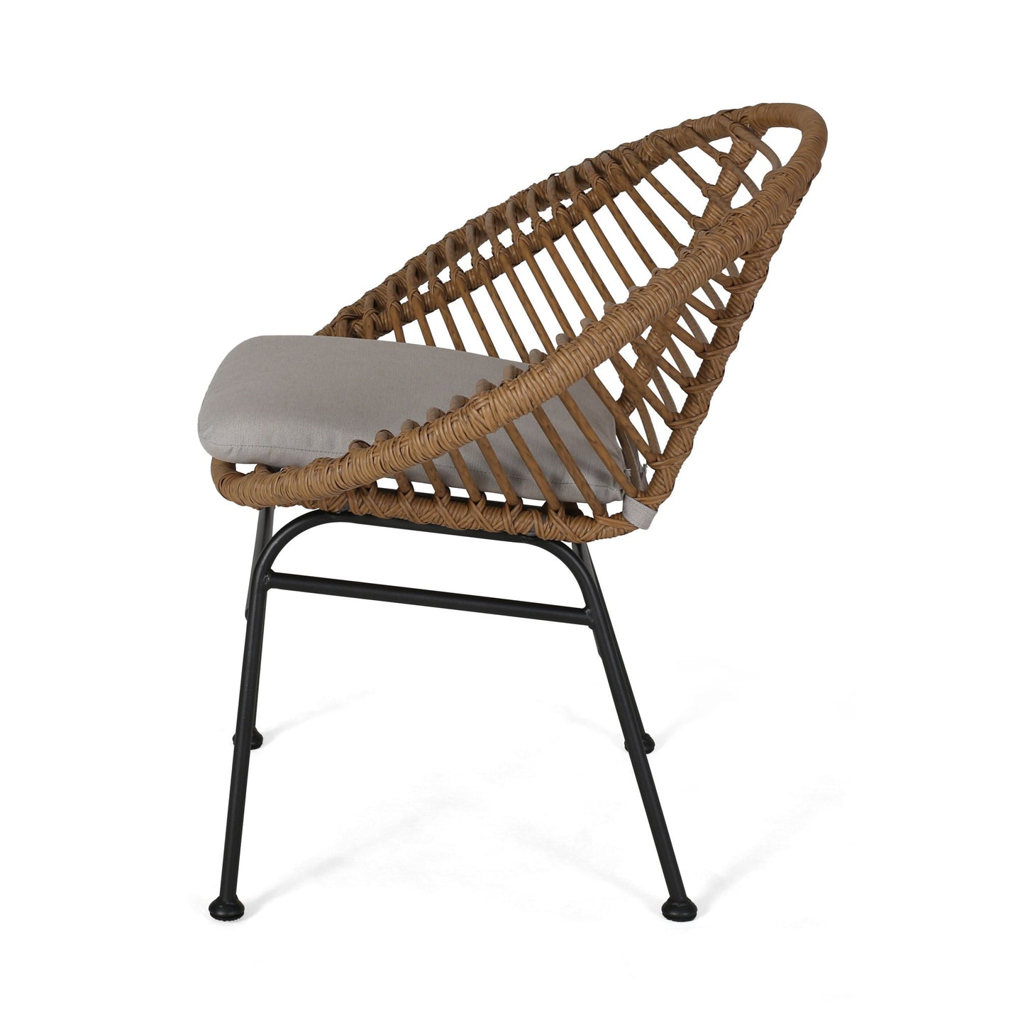 Cordella Outdoor Woven Wicker Chairs with Cushions, Set of 2
