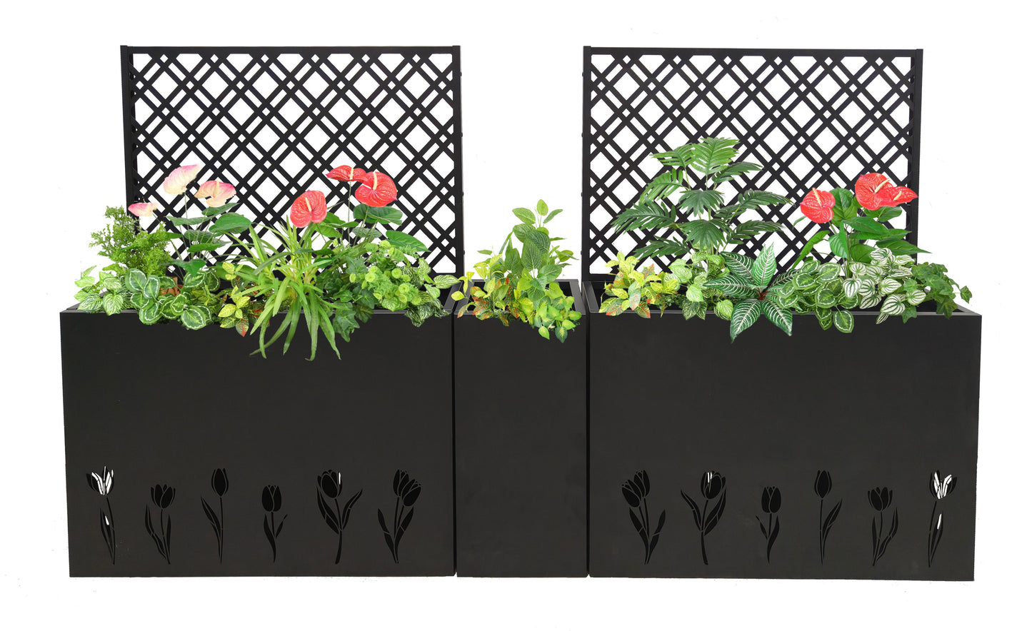 Metal Planter-Trellis Combo Set of 3