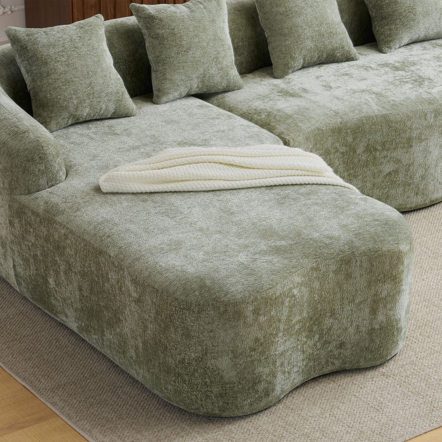 Modular L-Shape Sectional Sofa With Curved Chaise