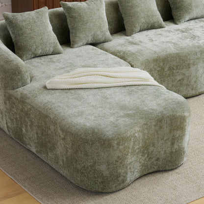 Modular L-Shape Sectional Sofa With Curved Chaise