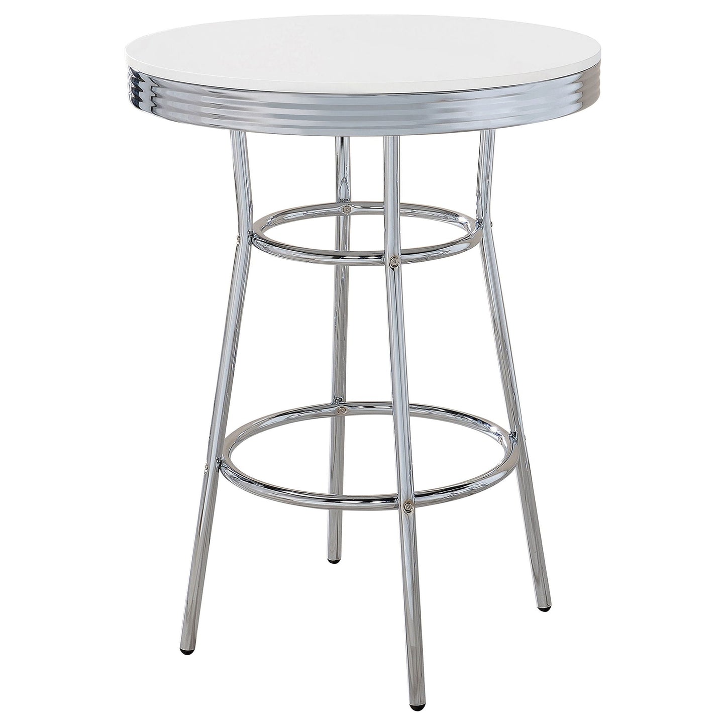 Midge - 3 Piece Round 1950S Bistro Pub Bar Table Set With Upholstery - White