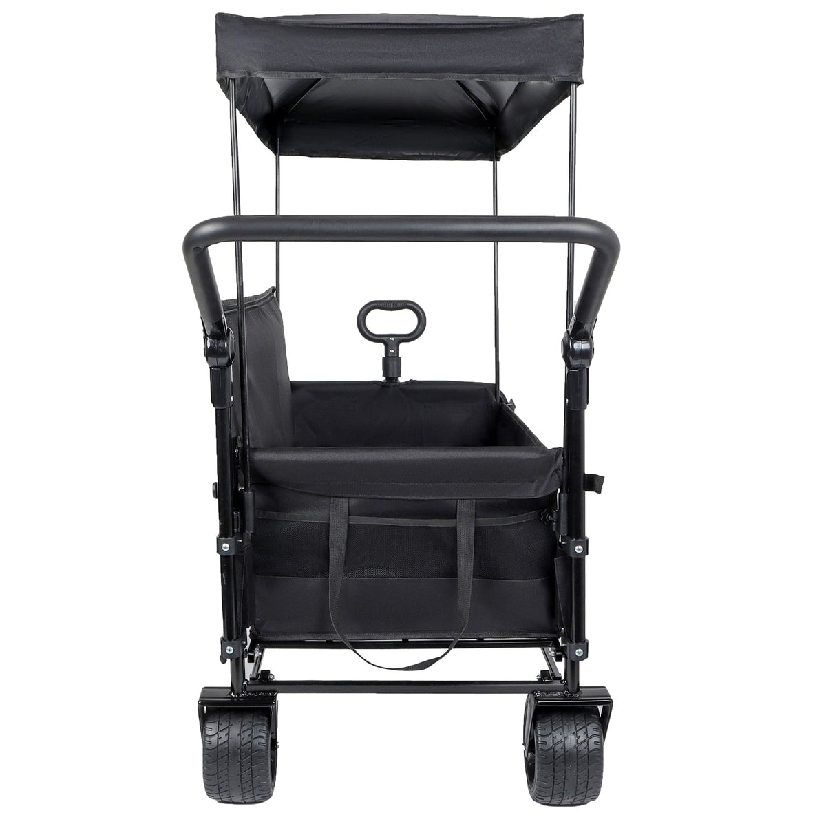 Folding Wagon Cart with Bench Seat & Canopy, 500lbs Capacity