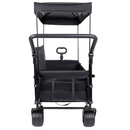 Folding Wagon Cart with Bench Seat & Canopy, 500lbs Capacity