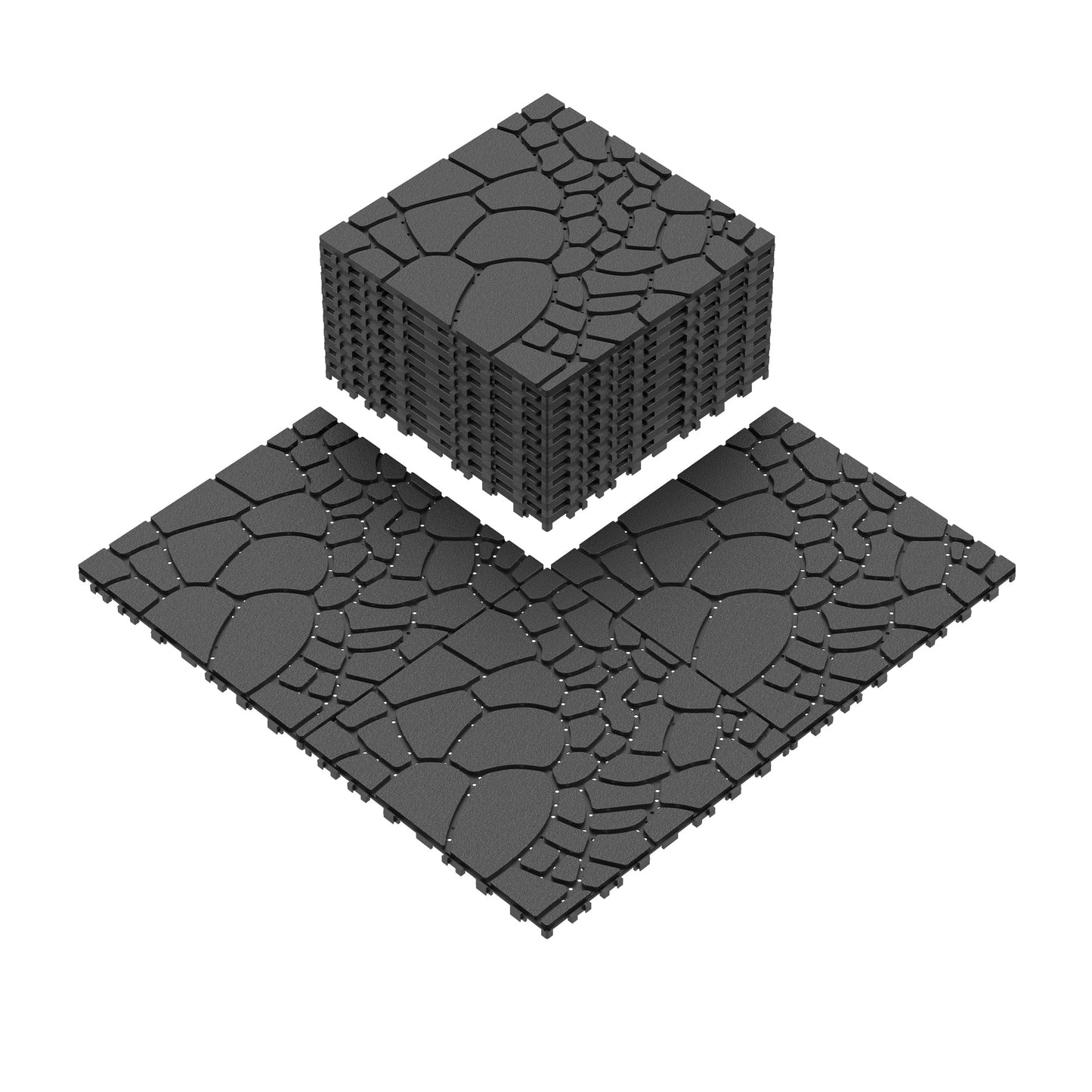 Stone Texture 12" Patio Deck Tiles - 44pcs