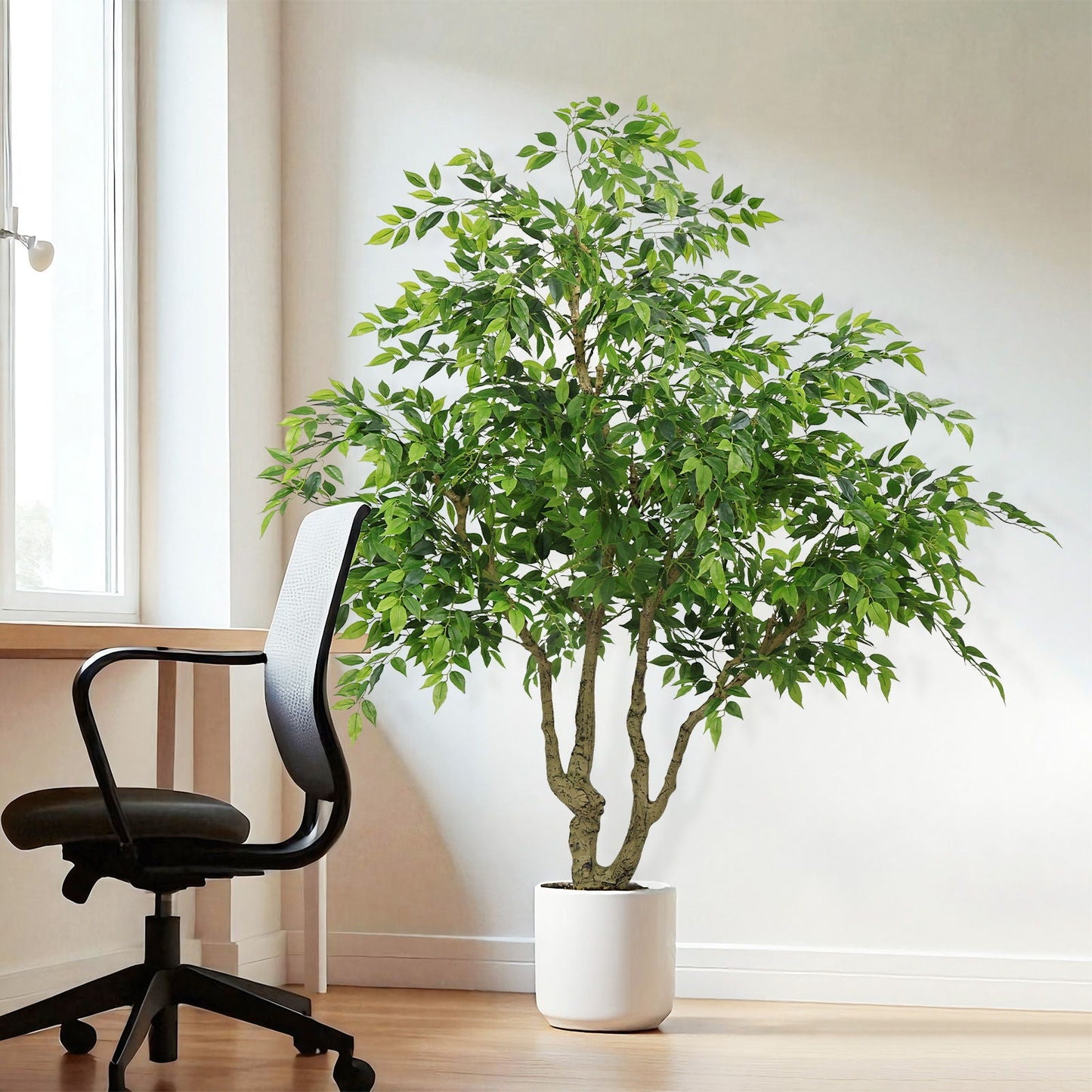 Artificial Banyan Tree With A Trunk And Lifelike Leaves, For Indoor And Outdoor Use - Green