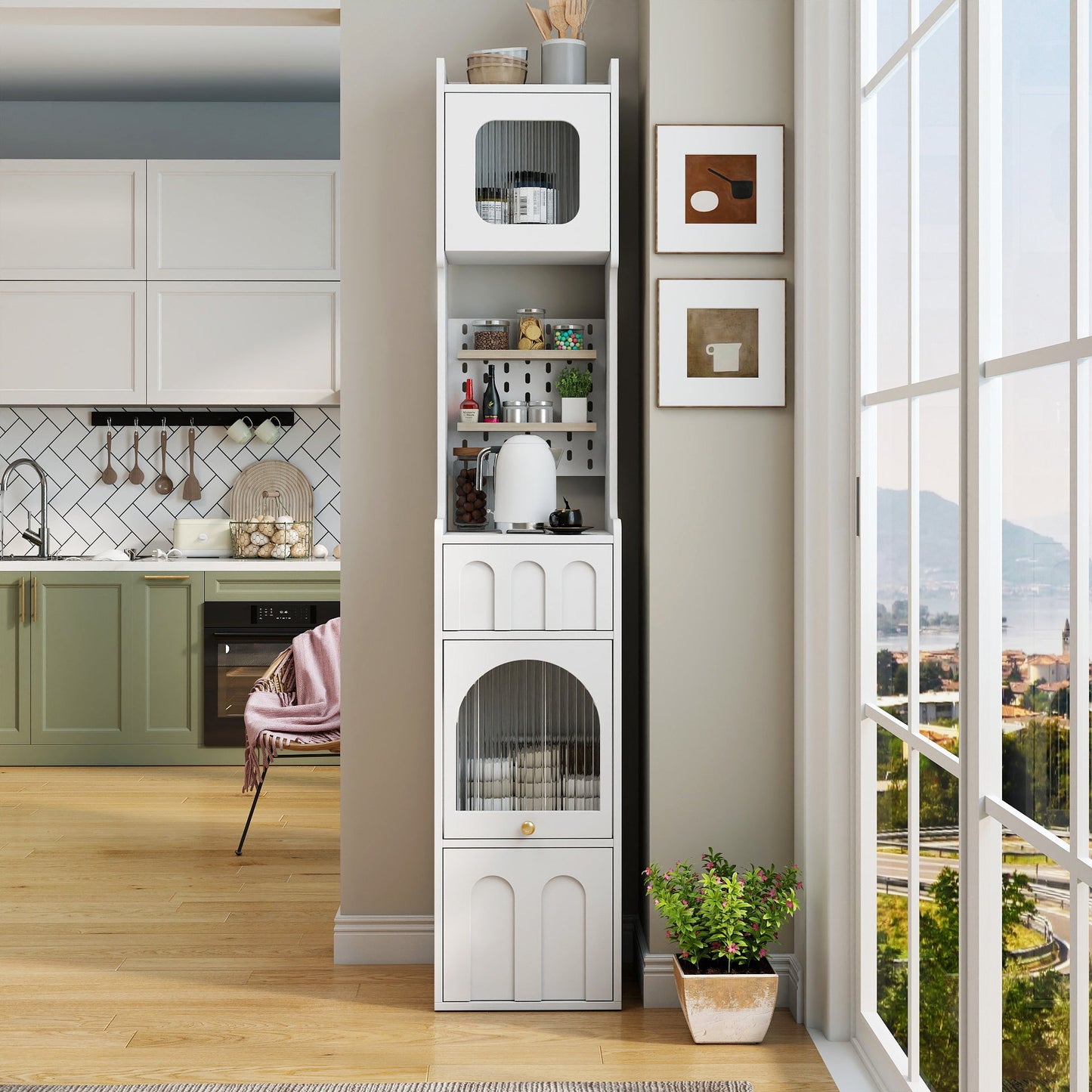 70.87" H Tall Bathroom Storage Cabinet with 1 Door and 2 Drawers