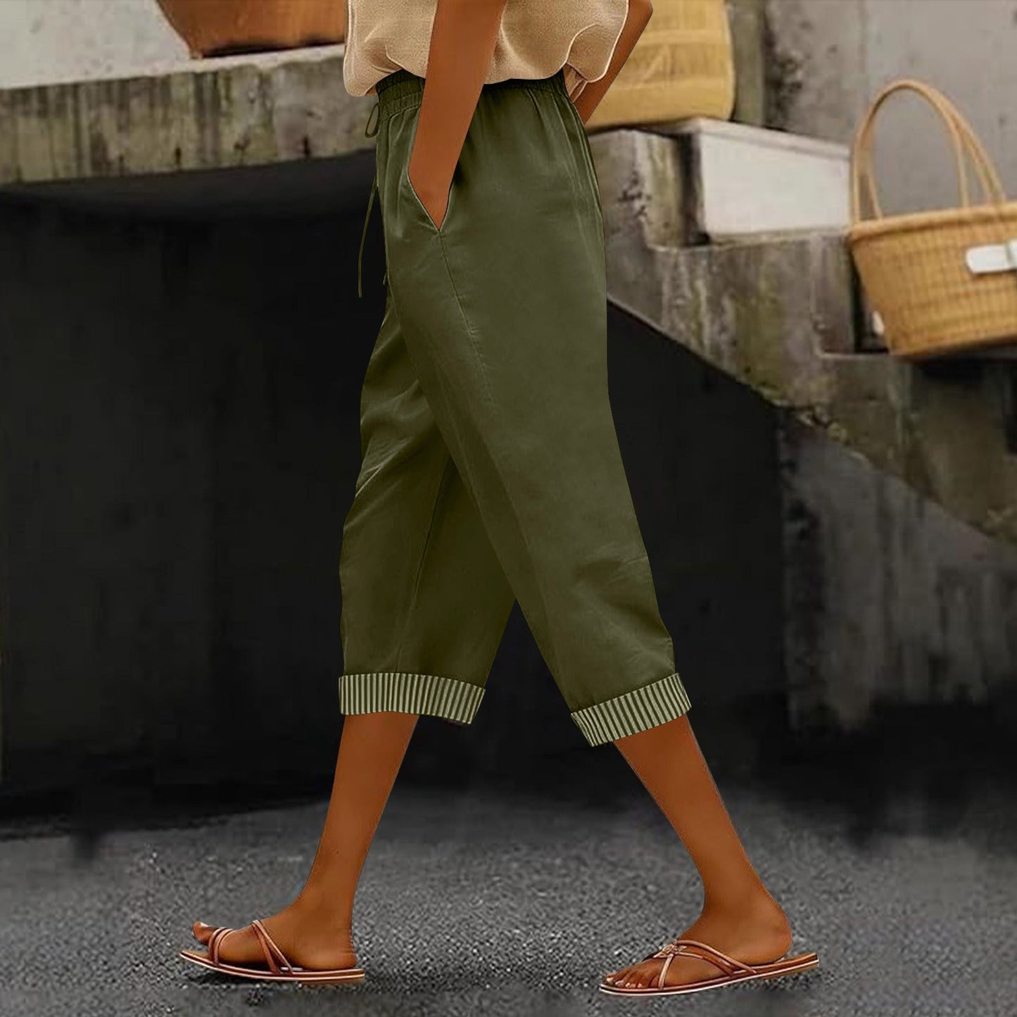 Summer New European And American Style Casual Cropped Pants