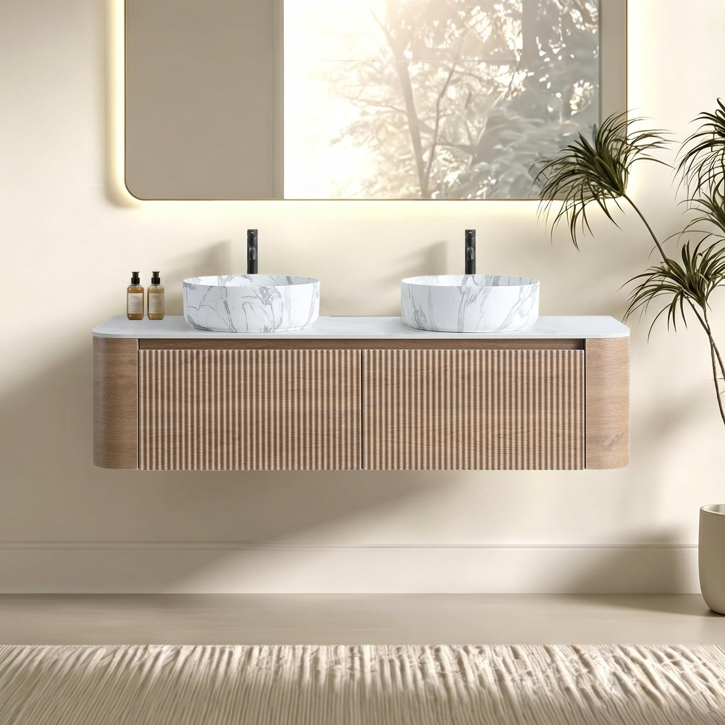 Erba 60 Inch Bathroom Vanity with Sink in Honey