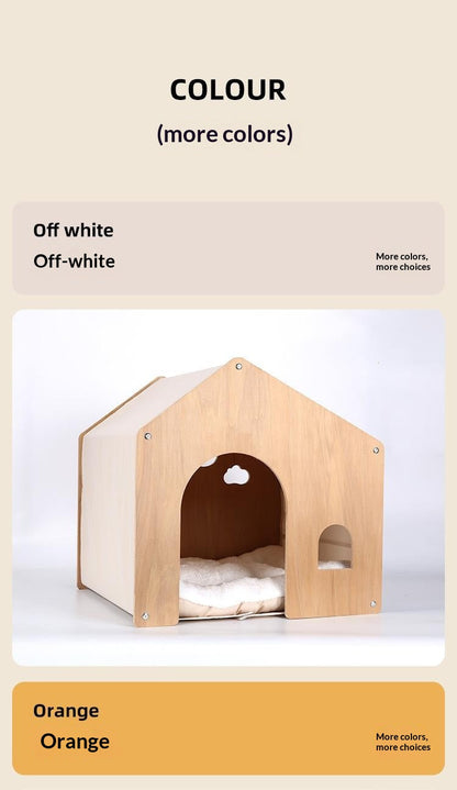 All-season Eco-friendly Solid Wood Pet Furniture, Washable & Breathable Cat Dog Bed