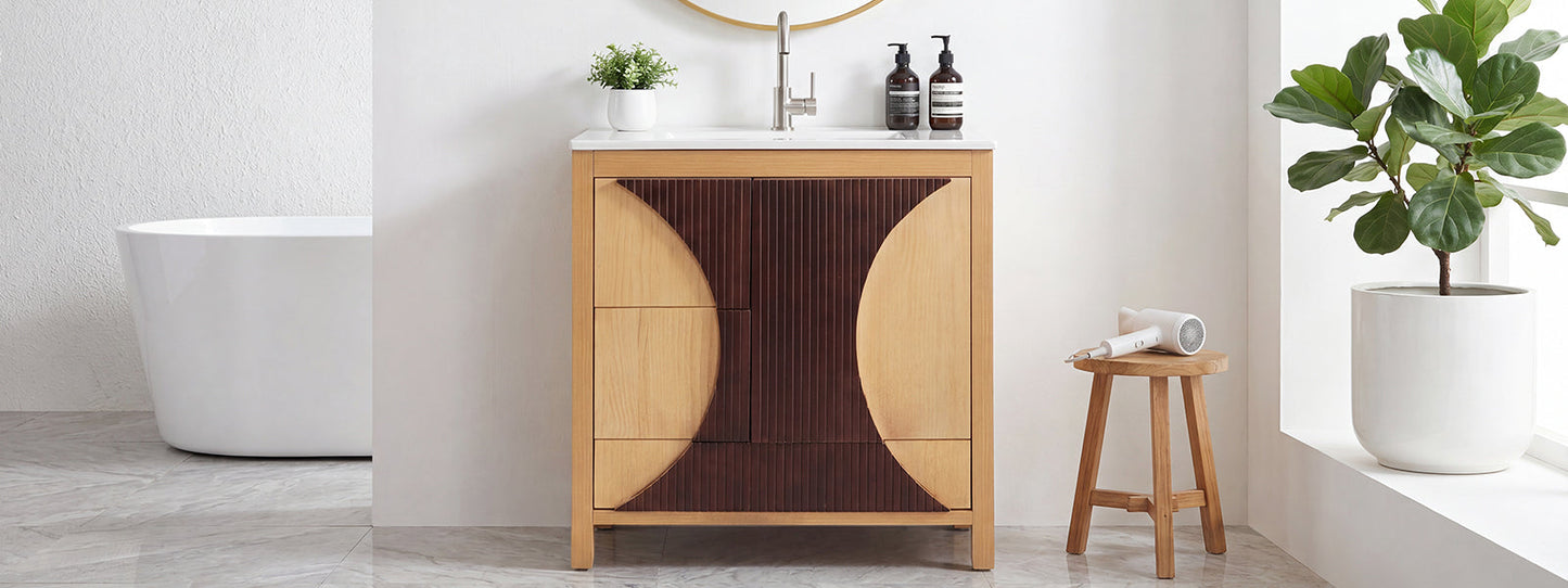 30 Inch Mid-Century Modern Bathroom Vanity with Sink