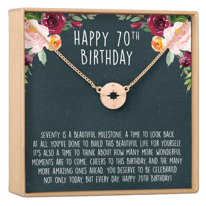 70th Birthday Necklace, Multiple Styles