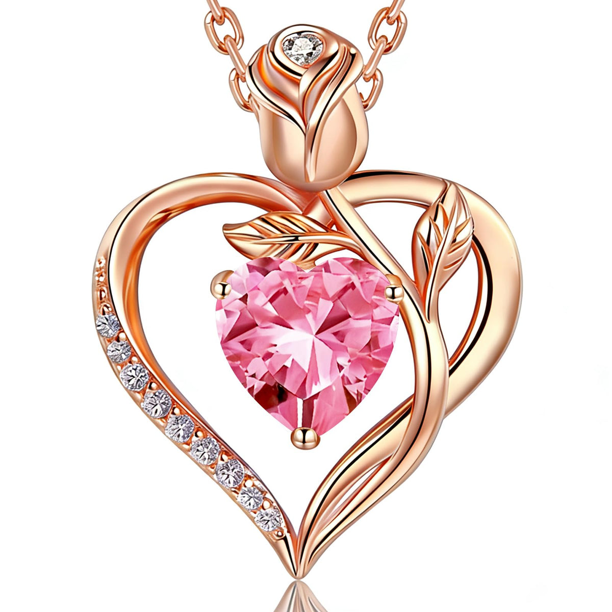 Women's Heart Pendant Necklace – 1.2CT Moissanite or Lab-Grown Sapphire, Ruby & Emerald