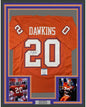 Framed Autographed/Signed Brian Dawkins 35x39 Clemson Orange College Football Jersey Beckett BAS COA