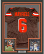Framed Autographed/Signed Baker Mayfield 35x39 Cleveland Football Brown Jersey JSA COA