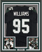 Framed Autographed/Signed Quinnen Williams 35x39 New York Black Football Jersey JSA COA
