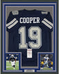Framed Autographed/Signed Amari Cooper 35x39 Dallas Retro Dark Blue Football Jersey JSA COA