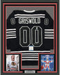 Framed Autographed/Signed Chevy Chase 35x39 Clark Griswold Christmas Vacation Movie Chicago Black Hockey Jersey Beckett BAS COA