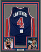 Framed Autographed/Signed Christian Laettner 35x39 Team USA United States Blue Basketball Jersey JSA COA