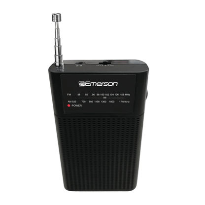 Emerson Portable AMFM Radio with Built-In Speaker and Easy Removable Belt Clip