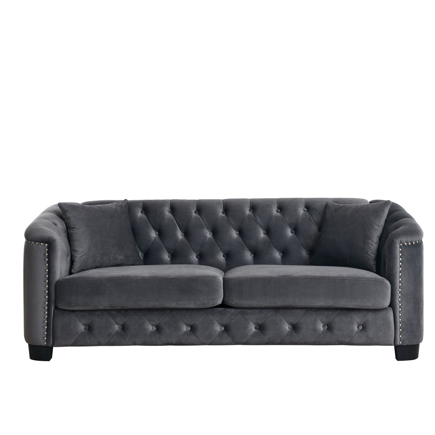 Modern Chesterfield Sofa With Tufted Backrest For Living Room