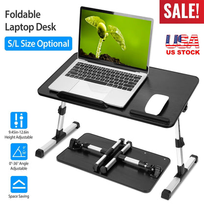 Foldable Laptop Stand Height Angle Adjust Notebook Bed Desk Breakfast Reading Table For Sofa Couch Floor Dormitory