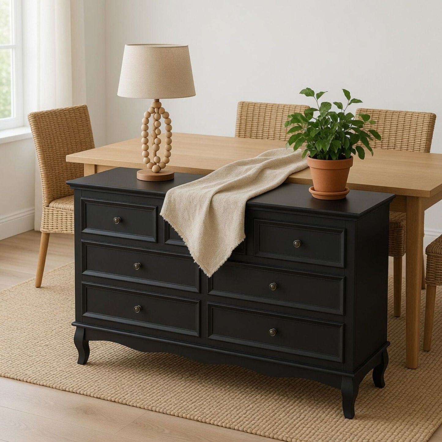 7 Drawer Dresser, Storage Chest - Black
