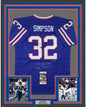 Framed Autographed/Signed OJ O.J. Simpson 35x39#1 Pick Buffalo Blue Football Jersey JSA COA