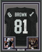 Framed Autographed/Signed Tim Brown 35x39 Oakland Black Football Jersey JSA COA Holo Only