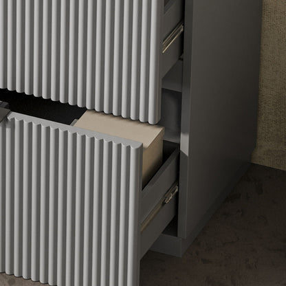 Fluted Bathroom Vanity With Ceramic Sink, Freestanding Cabinet