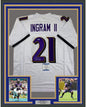 Framed Autographed/Signed Mark Ingram II 35x39 Baltimore White Football Jersey Beckett BAS COA