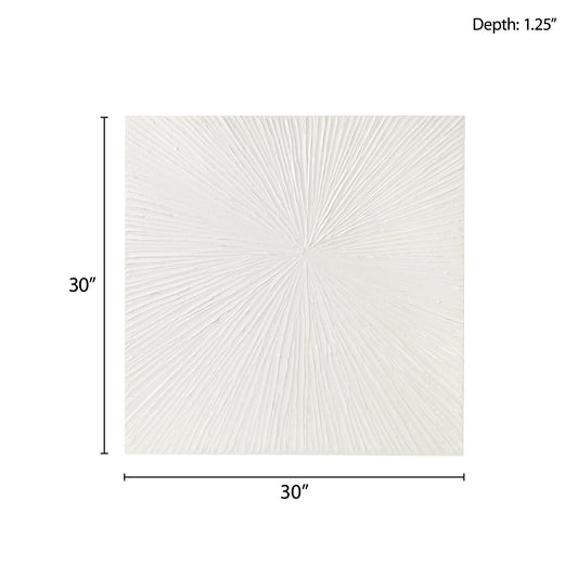 Luminous Burst Signature White Gloss Dimensional Resin Wall Art
